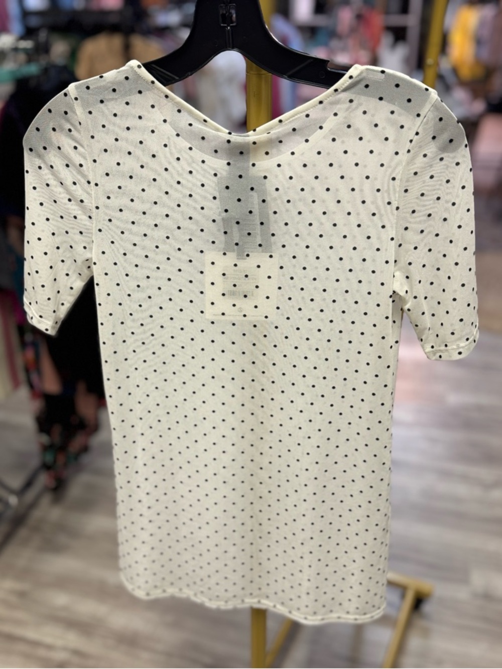 Agnes & Dora Cream‎ Polka Dot Short Sleeve Top